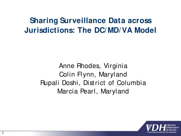 sharing surveillance data across jurisdictions the dc md