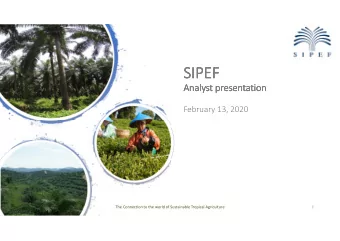 SIPEF  SIPEF  SIPEF  SIPEF  Analyst presentation  Analyst presentation  Analyst presentation