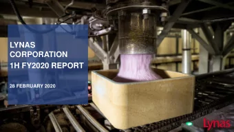 LYNAS  CORPORATION  1H FY2020 REPORT  28 FEBRUARY 2020  1  Disclaimer  This Presentation has been