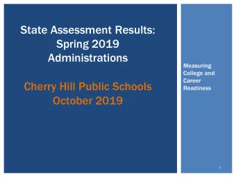 State Assessment Results:  Spring 2019  Administrations  Measuring  College and  Career  Cherry