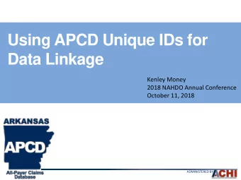 Data Linkage  Kenley Money  2018 NAHDO Annual Conference  October 11, 2018  ADMINISTERED BY