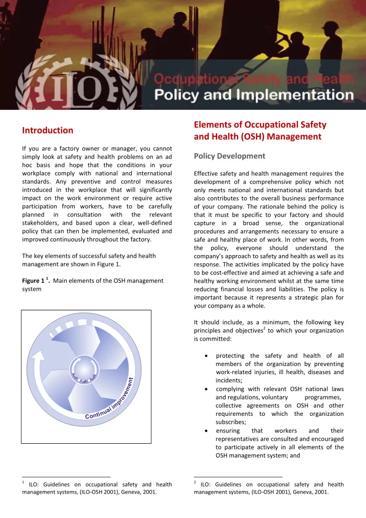 elements of occupational safety introduction and health