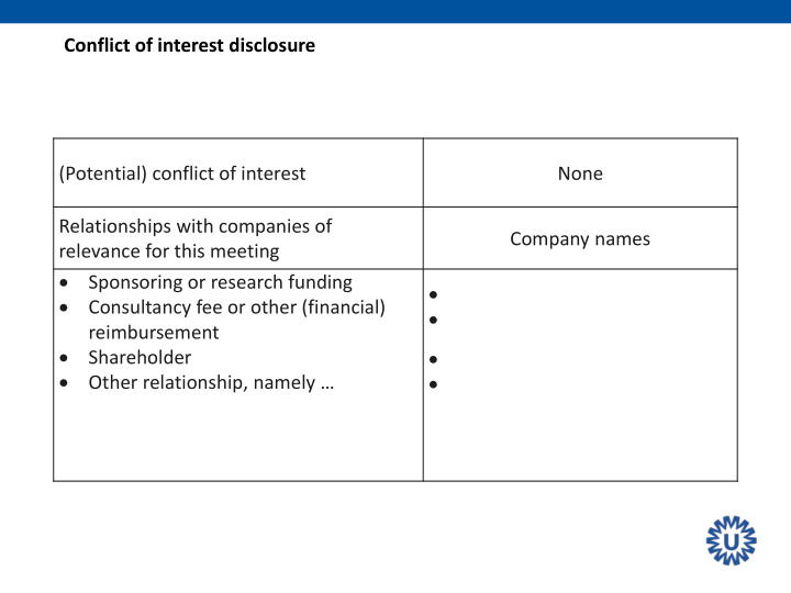 potential conflict of interest none relationships with