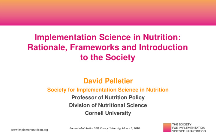 implementation science in nutrition
