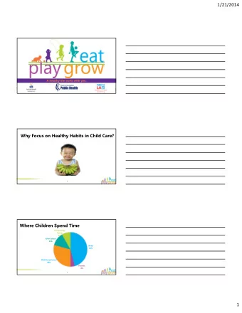 1/21/2014  A healthy life starts with you.  Why Focus on Healthy Habits in Child Care?  2  Where