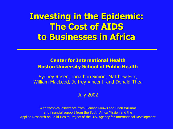 the cost of aids