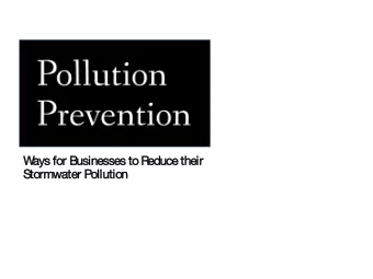 W  ays fo  for  r Businesses to Reduce their  r  Storm  rmwater  r Pollution  Backgro  round