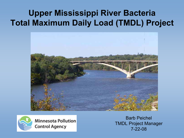 upper mississippi river bacteria total maximum daily load