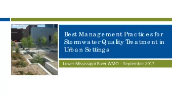 Be st Ma na g e me nt Pra c tic e s fo r  Sto rmwa te r Qua lity T  re a tme nt in  Urb a n Se