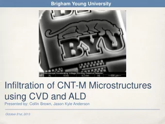 Infiltration of CNT-M Microstructures  using CVD and ALD  Presented by: Collin Brown, Jason Kyle