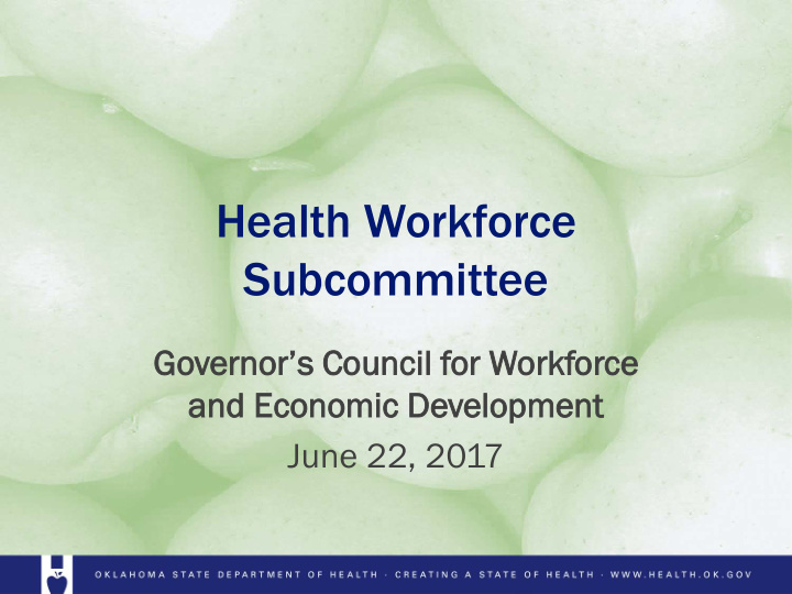 health workforce subcommittee
