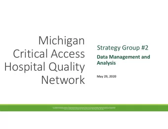 Michigan Strategy Group #2 Critical Access Data Management and Analysis Hospital Quality  Network