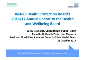 B&amp;NES Health Protection Boards  2016/17 Annual Report to the Health  and Wellbeing Board