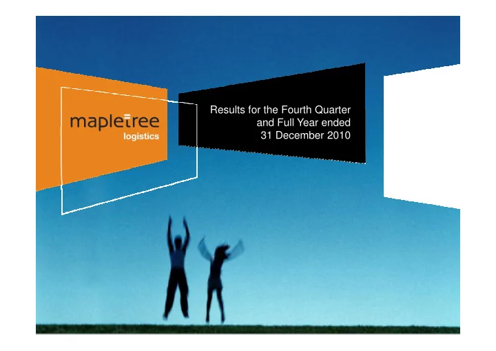 results for the fourth quarter and full year ended 31