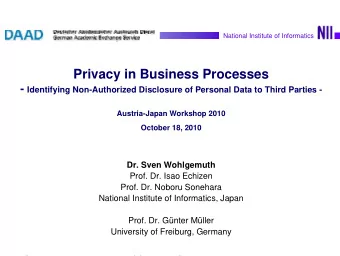 Privacy in Business Processes - Identifying Non-Authorized Disclosure of Personal Data to Third