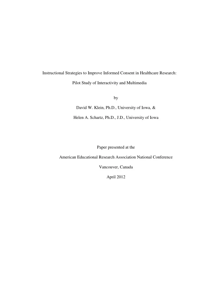 instructional strategies to improve informed consent in