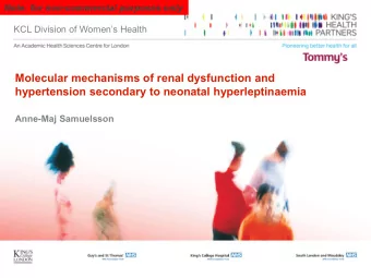 hypertension secondary to neonatal hyperleptinaemia Anne-Maj Samuelsson  Maternal obesity imprint