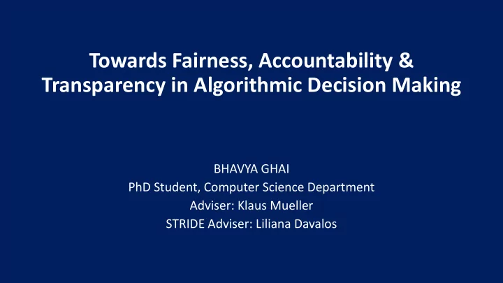 transparency in algorithmic decision making