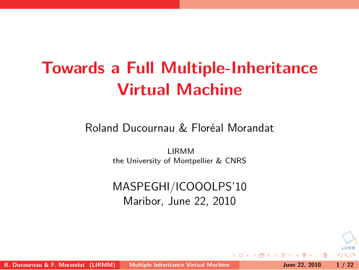 towards a full multiple inheritance virtual machine