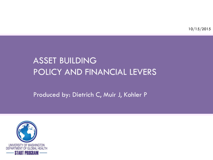 policy and financial levers