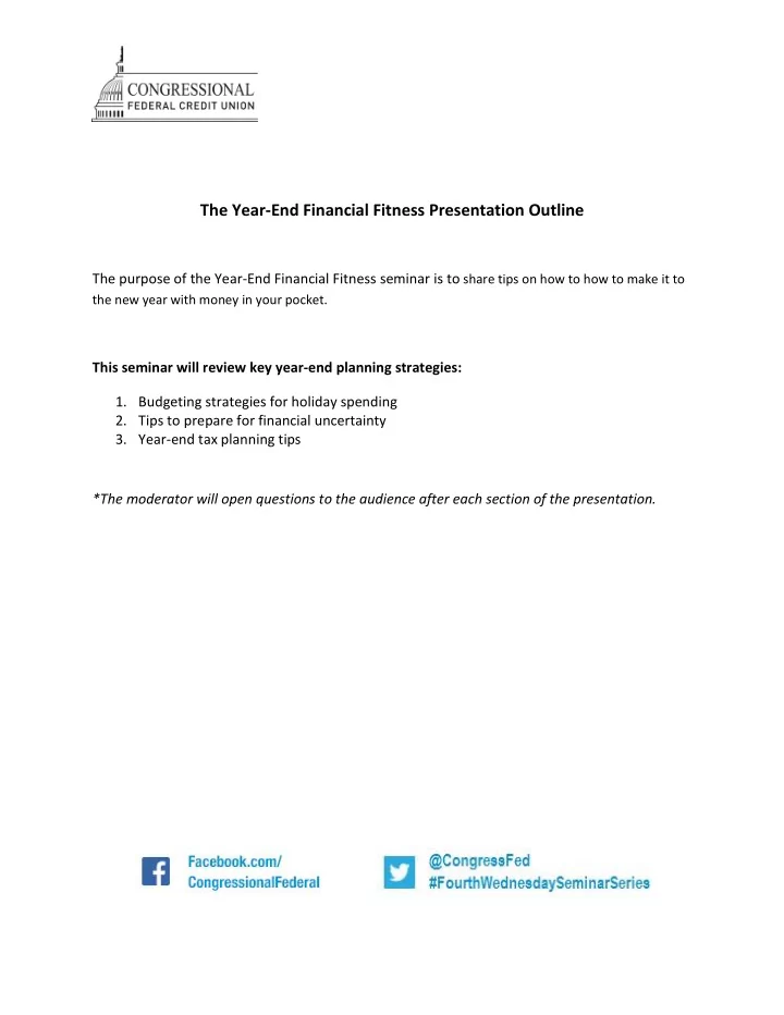 the year end financial fitness presentation outline
