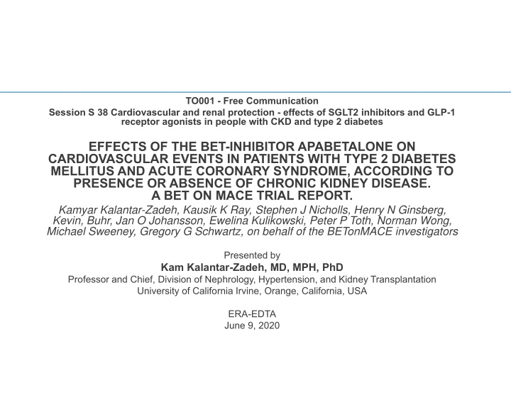 effects of the bet inhibitor apabetalone on