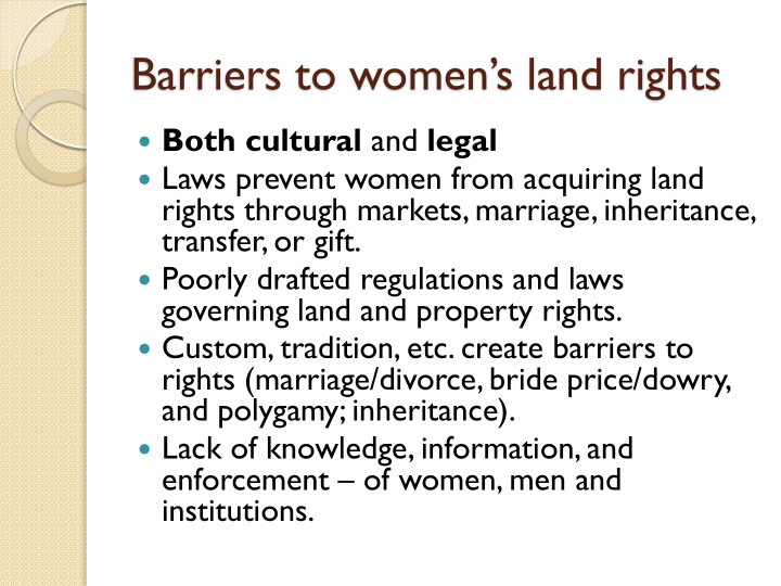barriers to women s land rights