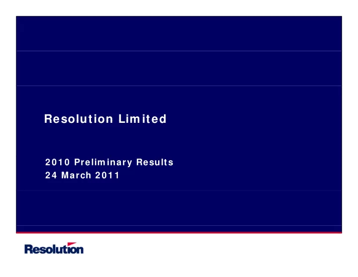 resolution lim ited resolution lim ited
