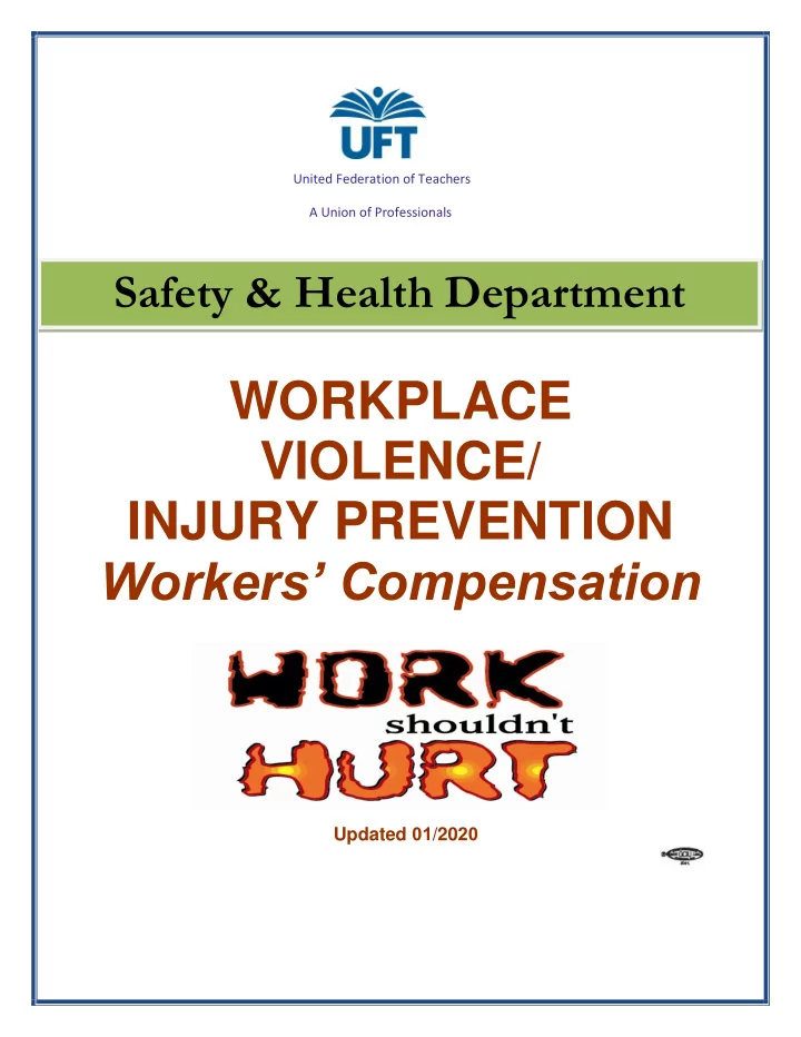 workplace violence injury prevention workers compensation