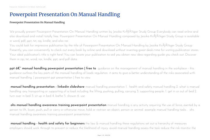 powerpoint presentation on manual handling