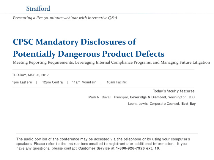 cpsc mandatory disclosures of potentially dangerous