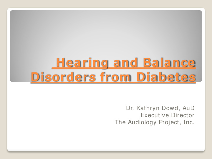 hearing and balance disorders from diabetes