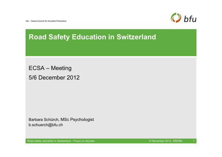 road safety education in switzerland