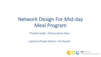 Ne  Network D  k Des  esign F  ign For M  Mid  id-da  day  y  Me  Meal Prog  ogram  Priyanka Singh