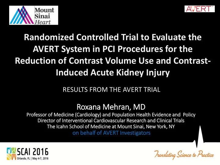 avert system in pci procedures for the