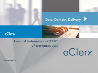 7 th November, 2019  Presented to:  Financial Summary  Metrics  FY20 Q2  Q-o-Q  H1 FY20  Y-o-Y  OPG