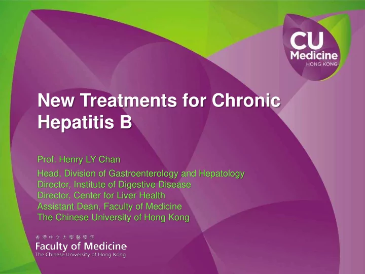 new treatments for chronic hepatitis b