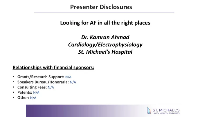 presenter disclosures