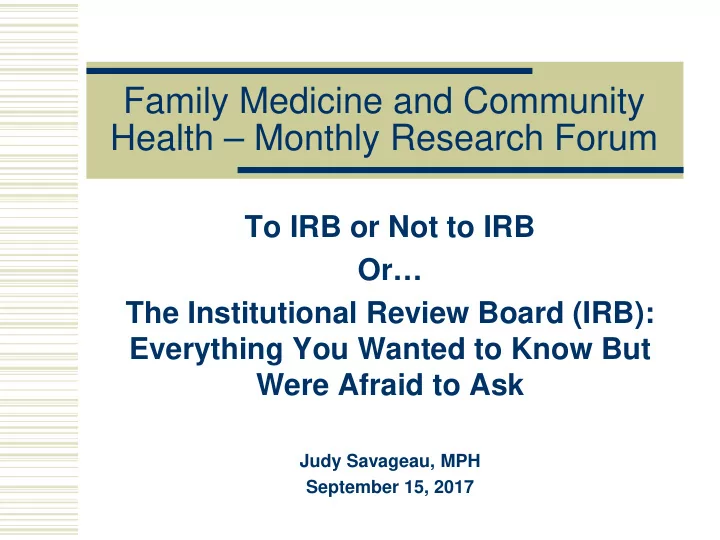 family medicine and community health monthly research
