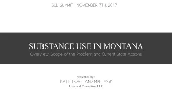 SUBSTANCE USE IN MONTANA Overview: Scope of the Problem and Current State Actions  presented by :