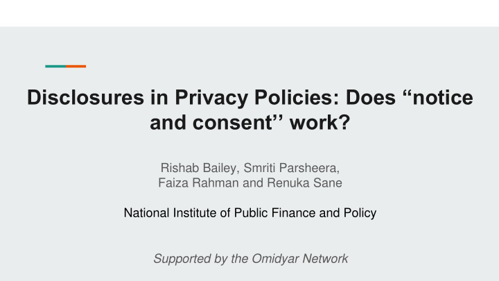 disclosures in privacy policies does notice and consent