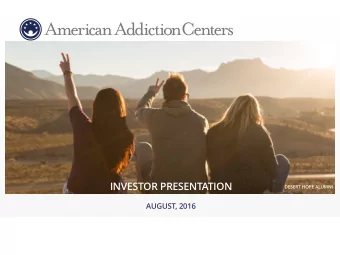 INVESTOR PRESENTATION  DESERT HOPE ALUMNI  AUGUST, 2016  IMPORTANT PRESENTATION INFORMATION  2  We