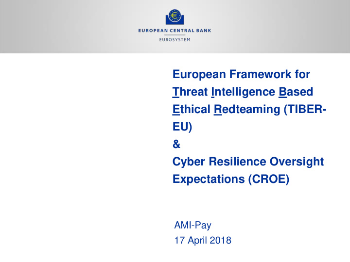 european framework for threat intelligence based ethical