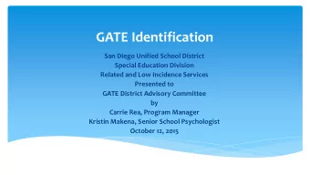 GATE Identification  San Diego Unified School District  Special Education Division  Related and Low