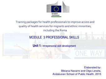 MODULE  3 PROFESSIONAL SKILLS Unit 1: Intrapersonal skill development  Elaborated by:  Bibiana