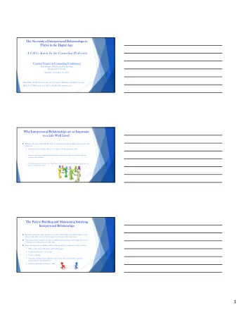 1  Th  The Ch  Chal  allenge  lenge to  to Re  Realizing  alizing  Inte  Interpersonal  rpersonal