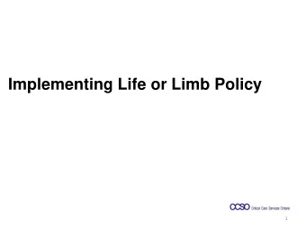 1  Context  The Office of the Chief Coroner (OCC) recommended the development and implementation
