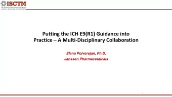 Putting the ICH E9(R1) Guidance into Practice  A Multi-Disciplinary Collaboration  Elena