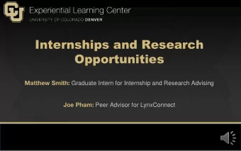 Internships and Research  Opportunities Matthew Smith: Graduate Intern for Internship and Research