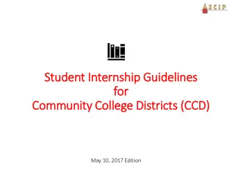 Community Coll  llege Dis  istri  ricts (C  (CCD)  May 10, 2017 Edition  Definitions  An